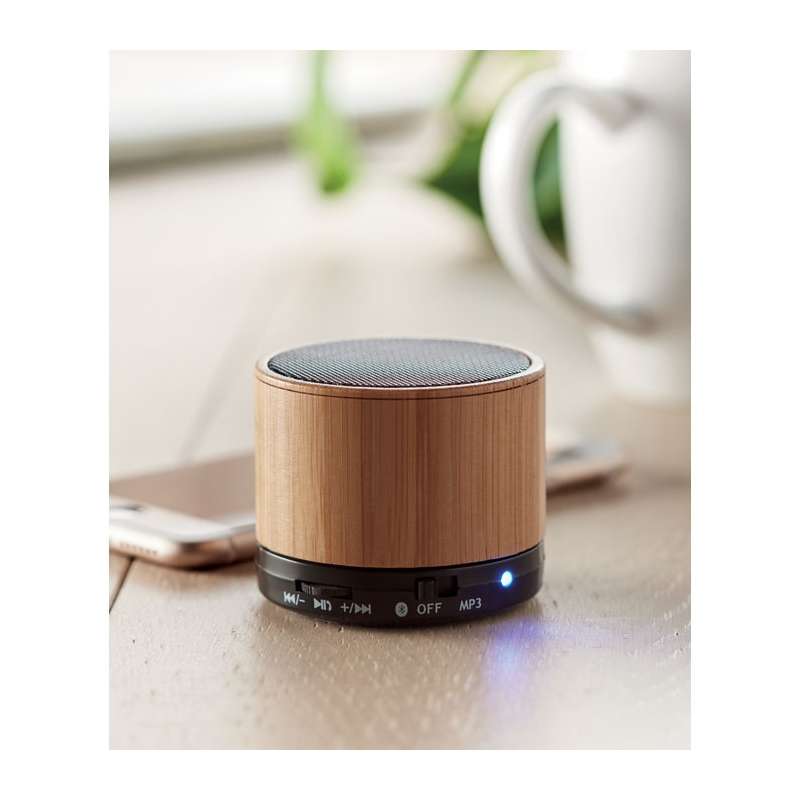 ROUND BAMBOO - Enceinte sans fil en bambou