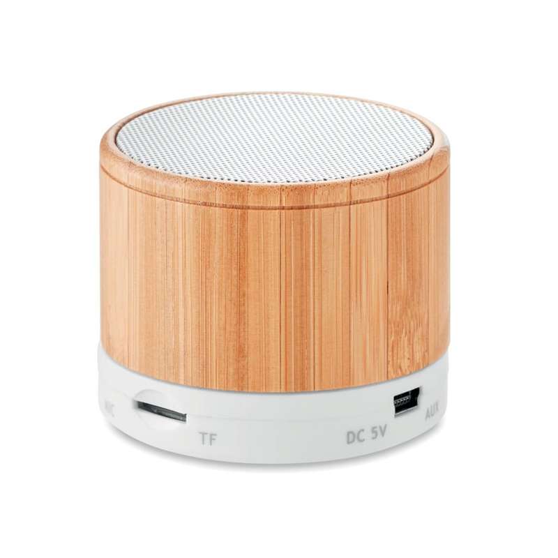 ROUND BAMBOO - Enceinte sans fil en bambou