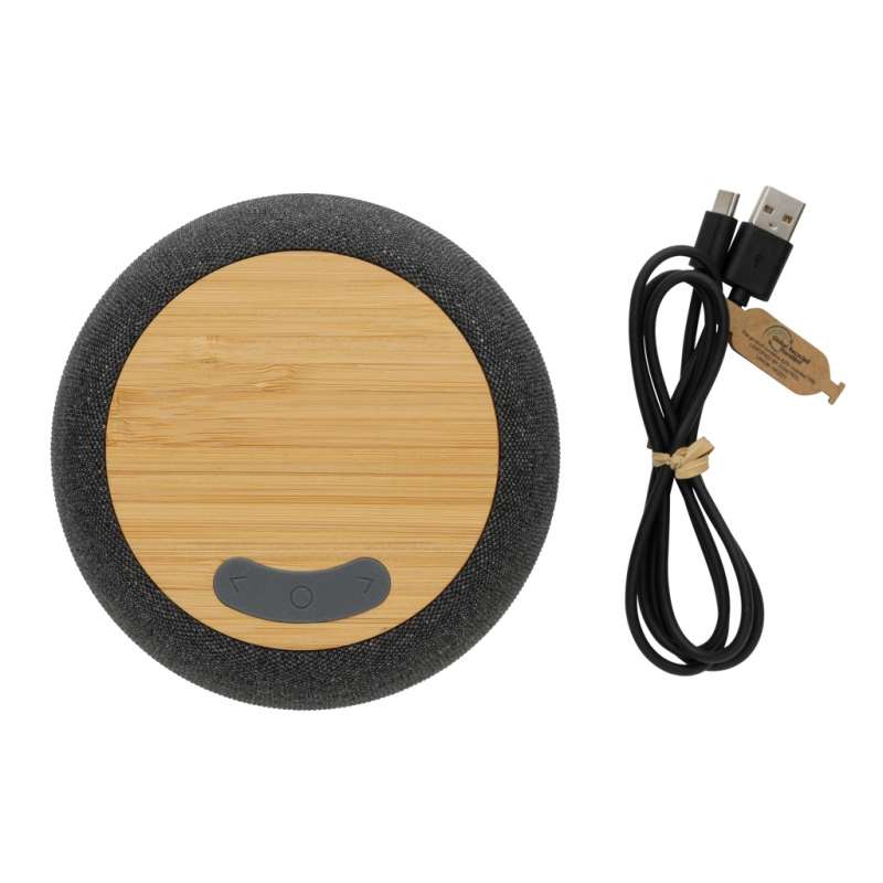 GREENTUNE - Haut-parleur Bluetooth® et station de chargement sans fil en fibre de bambou/RPET Ecofiber