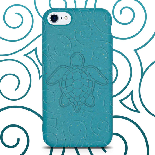 Tortue de mer - Coque de téléphone biodégradable - Bleu océan et noir