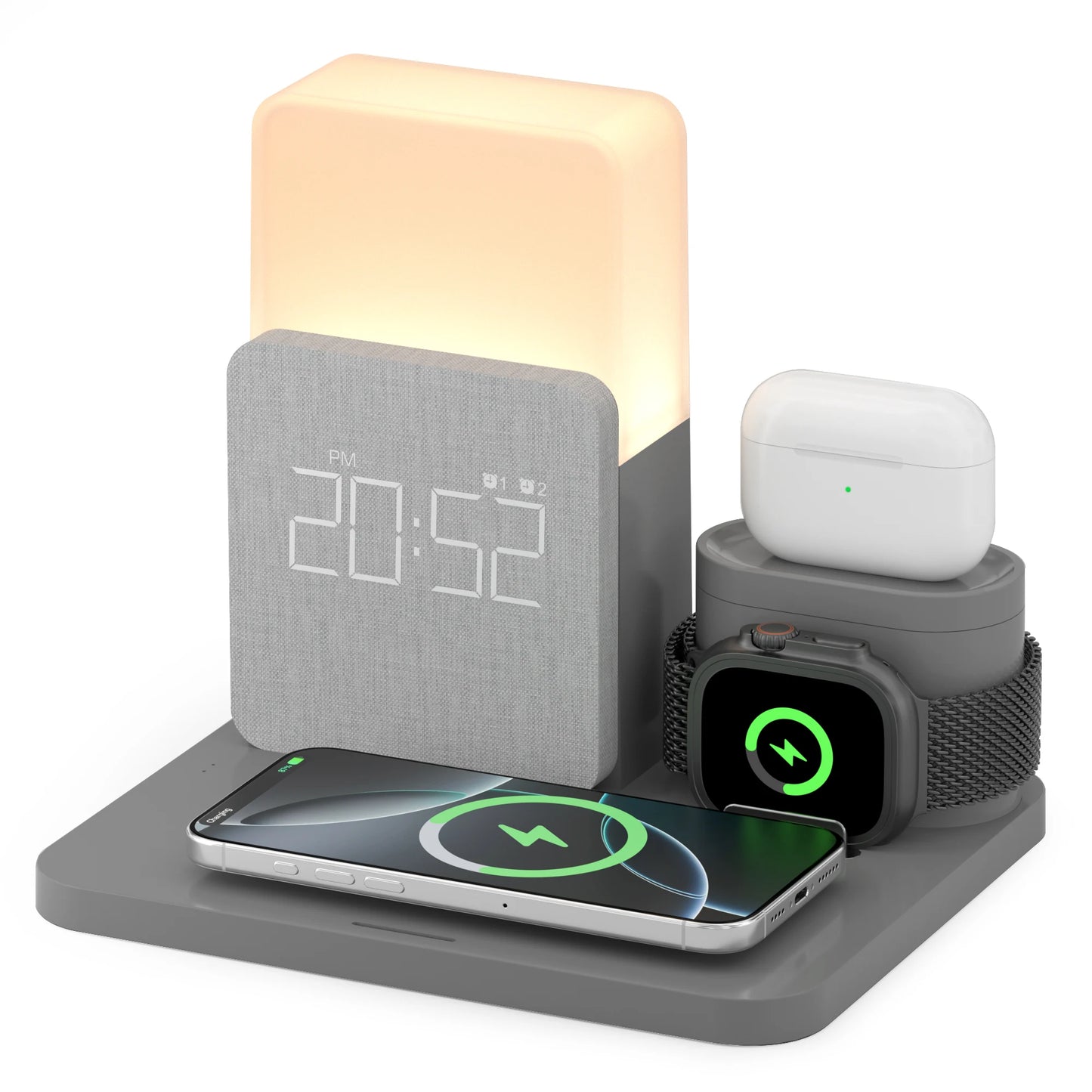 Smart Connect Pro™ – Station de Charge 3-en-1 avec Horloge LED | iPhone, AirPods & Apple Watch