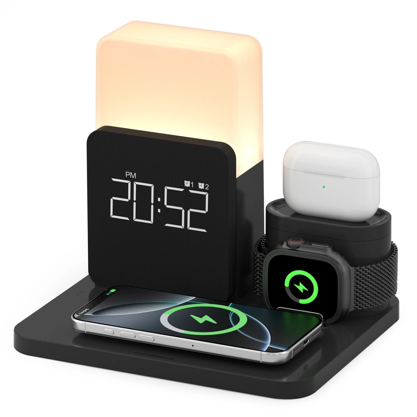 Smart Connect Pro™ – Station de Charge 3-en-1 avec Horloge LED | iPhone, AirPods & Apple Watch