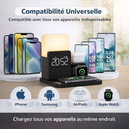Station de charge sans fil 3-en-1 compatible iPhone, Samsung, AirPods et Apple Watch