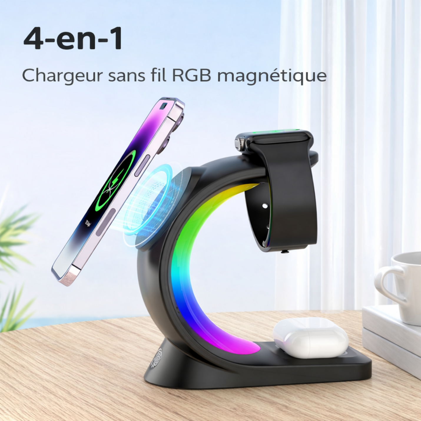 Station de charge magnétique 4-en-1 Smart Connect RGB