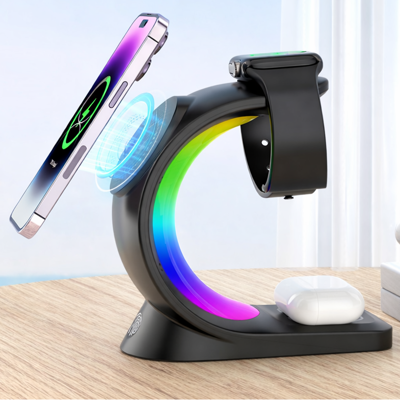 iPhone en charge sur la station Smart Connect magnétique